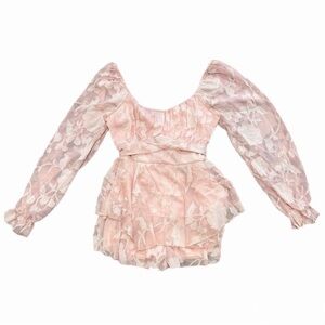 ❤️ Valentine’s Day Pink Floral Ruffle Cottagecore Romper Size Small NWT